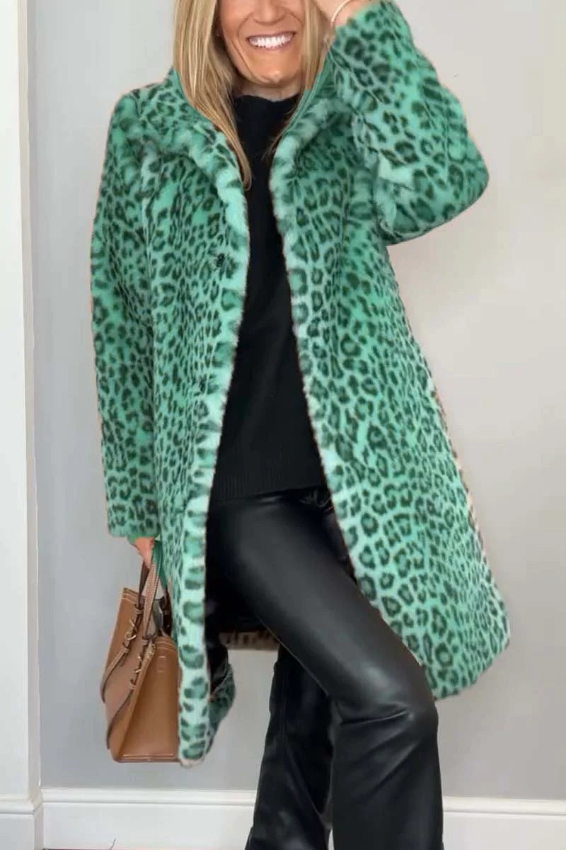 Kvinders Frakke - Oversized Pasform - Notched Krave - Leopard Print 1