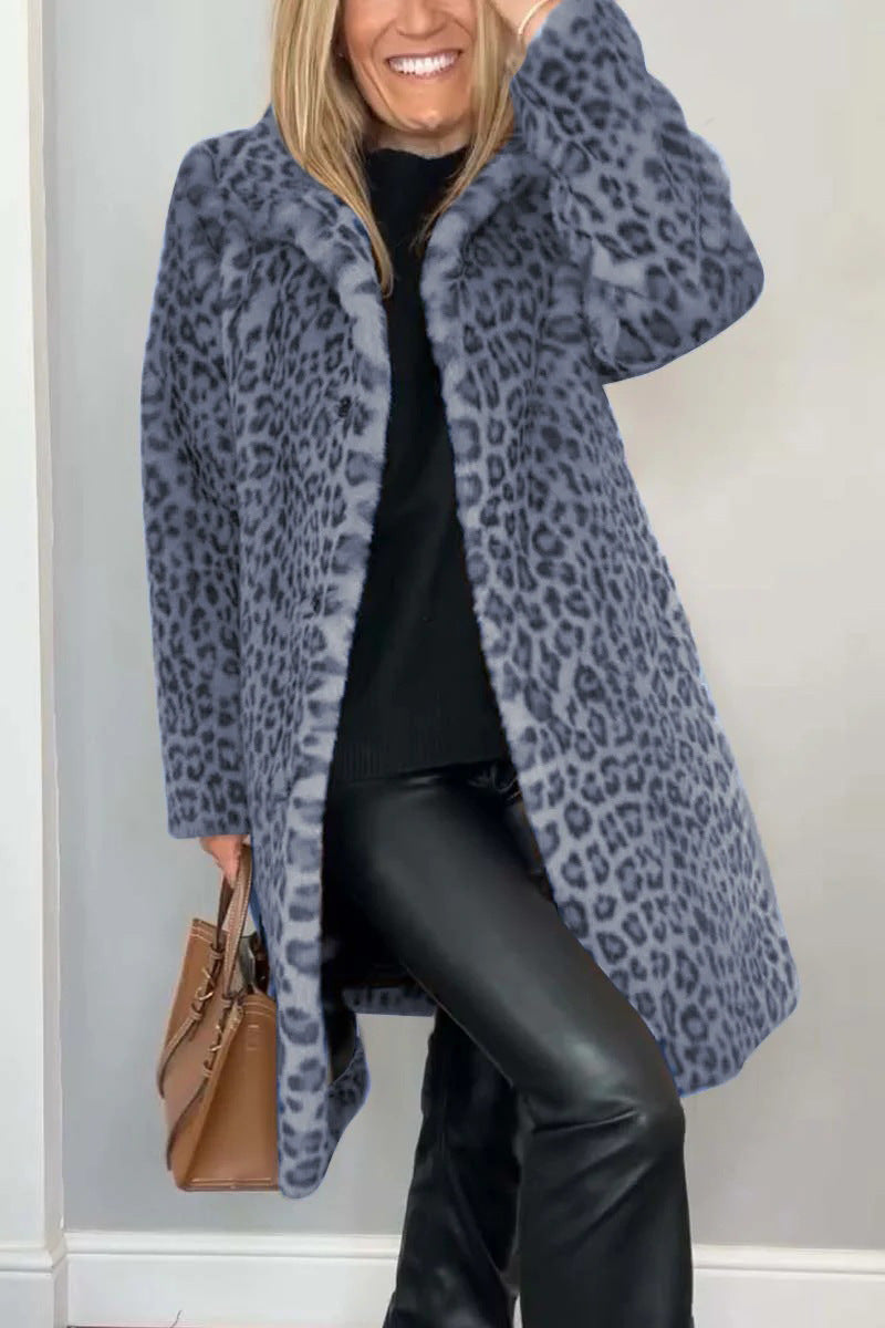 Kvinders Frakke - Oversized Pasform - Notched Krave - Leopard Print 10