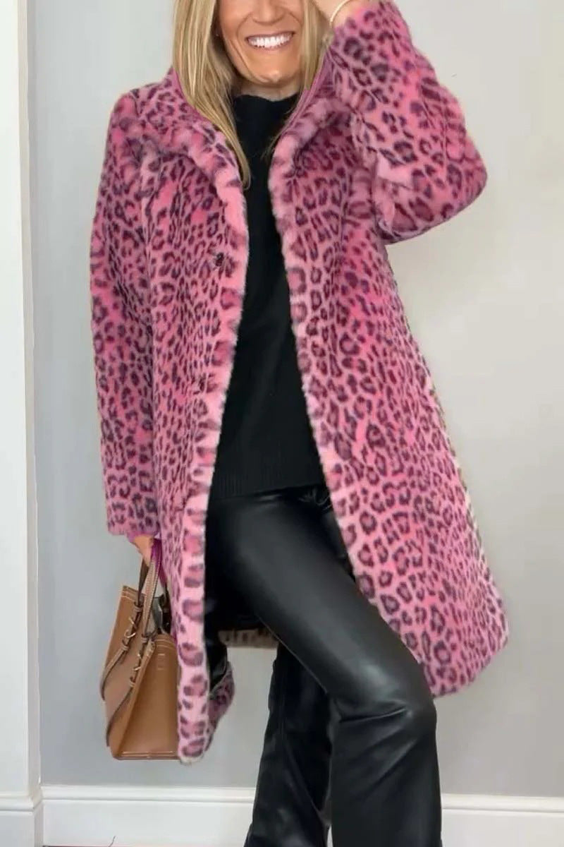 Kvinders Frakke - Oversized Pasform - Notched Krave - Leopard Print 9