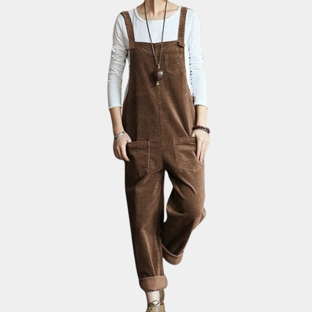 Kvinders Jumpsuit i Fløjl med Løs Pasform 5