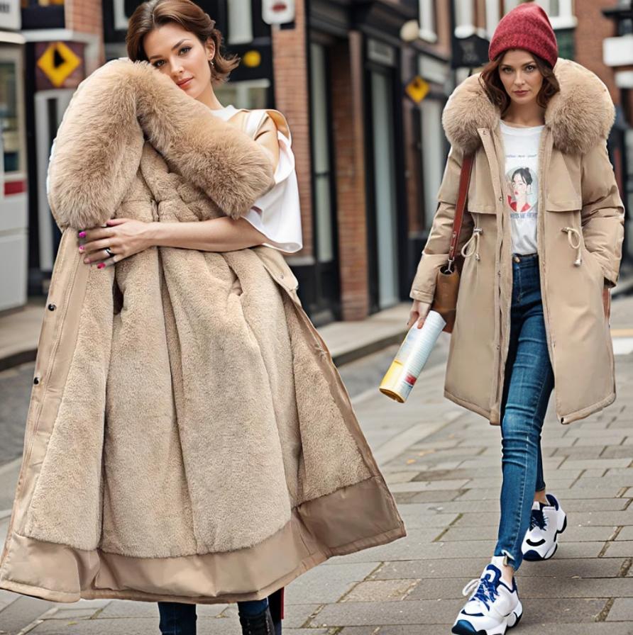 Kvinders Kilejakke med Faux Fur Hætte 1