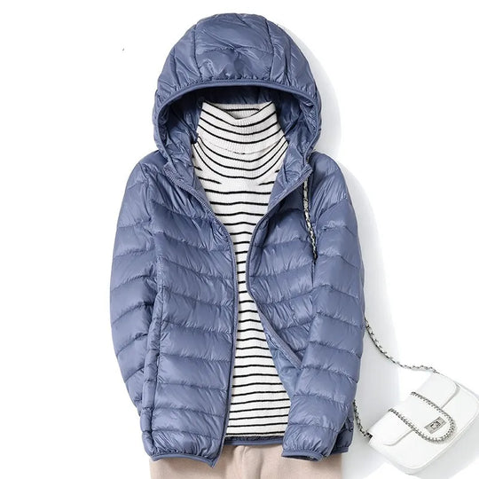 Kvinders Kort Pufferjakke Ultralight Casual Trendy 10