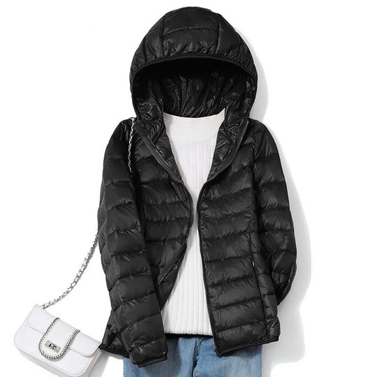Kvinders Kort Pufferjakke Ultralight Casual Trendy 13