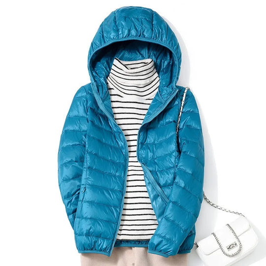 Kvinders Kort Pufferjakke Ultralight Casual Trendy 16