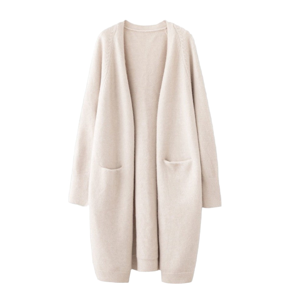 Kvinders Lang Cardigan med Åben Front 0