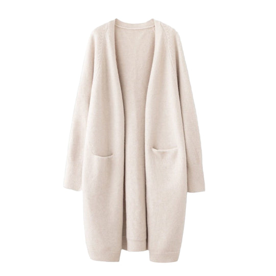 Kvinders Lang Cardigan med Åben Front 0