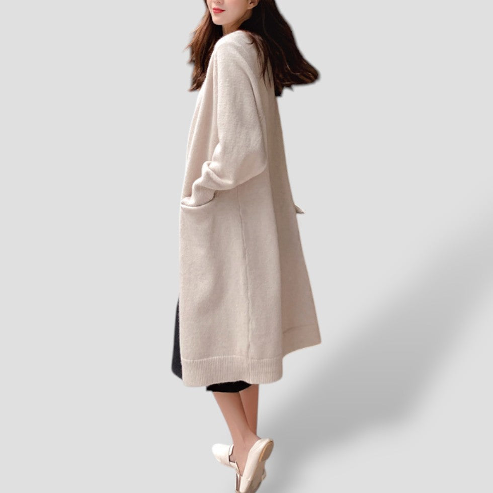 Kvinders Lang Cardigan med Åben Front 1