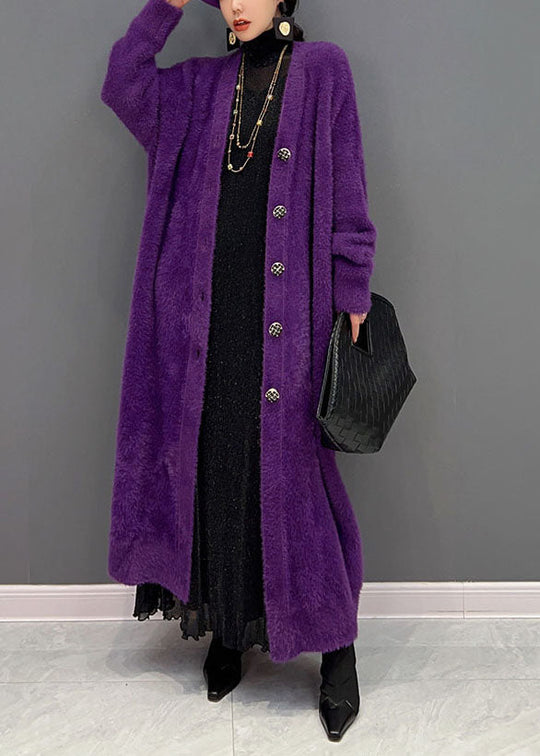 Kvinders Lang Cardigan med V-hals 2