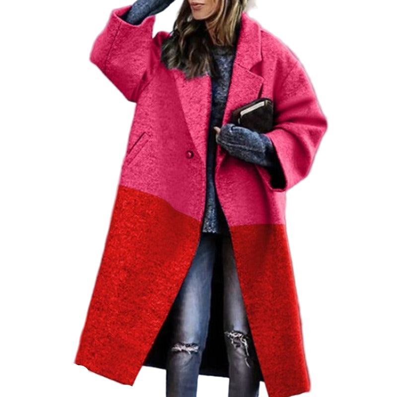 Kvinders Lang Frakke Uldblanding Oversized 0