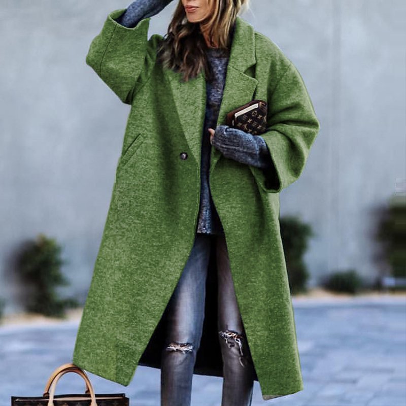 Kvinders Lang Frakke Uldblanding Oversized 1
