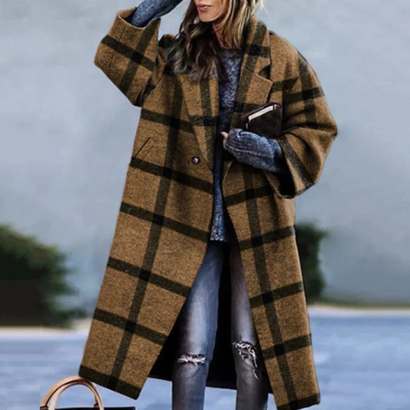 Kvinders Lang Frakke Uldblanding Oversized 4