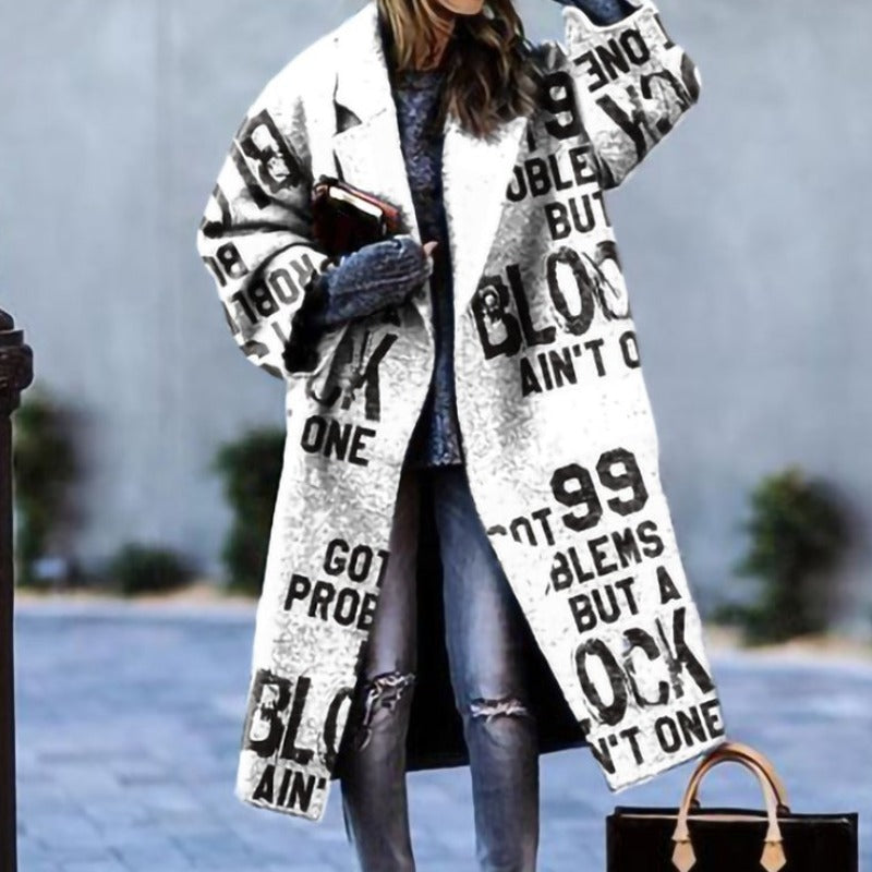 Kvinders Lang Frakke Uldblanding Oversized 5