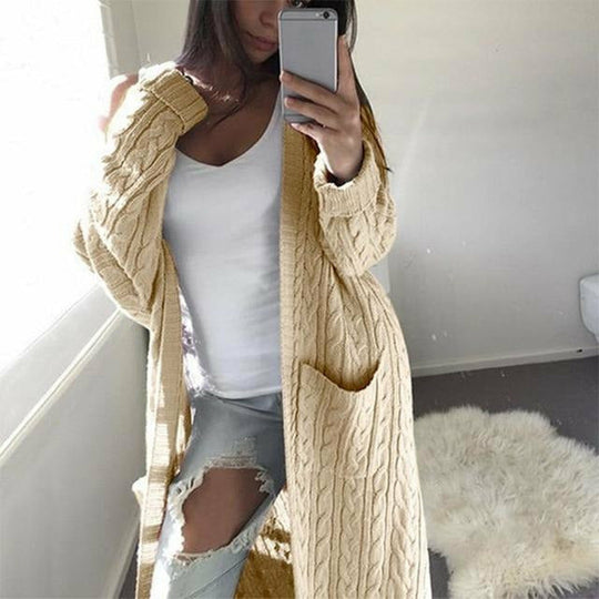 Kvinders Lang Strikket Sweater Tidløs Design 3