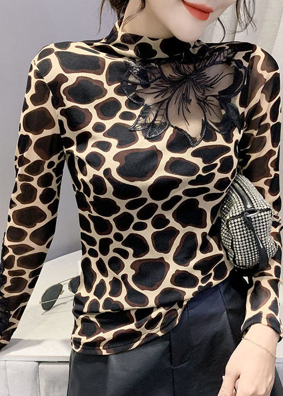 Kvinders Leopardprint Bluse med Udsnit 3
