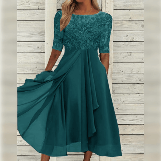 Kvinders Maxi Kjole Asymmetrisk A-Linje Blonder 5