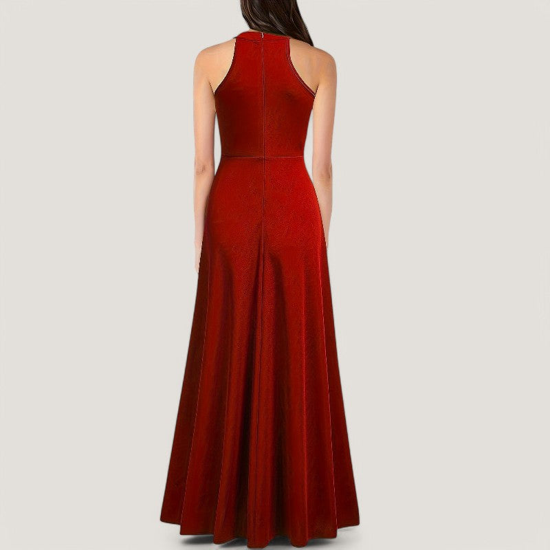 Kvinders Maxi Kjole Halterneck Polyester Uden Ærmer 2