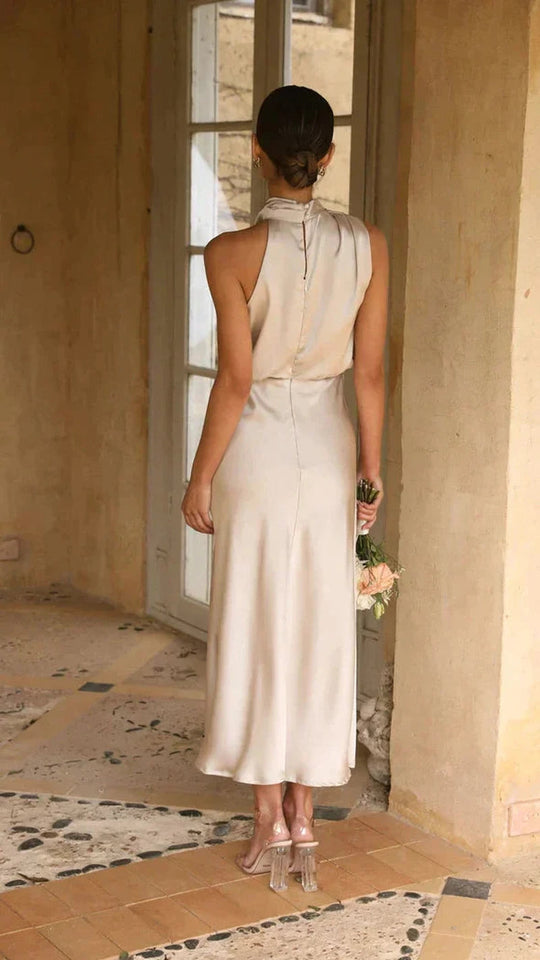 Kvinders Maxi Kjole Satin Tidløs Design 1