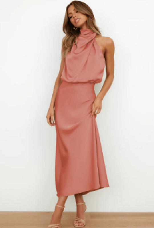 Kvinders Maxi Kjole Satin Tidløs Design 10