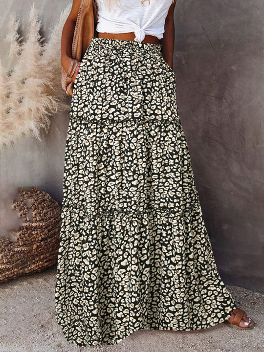 Kvinders Maxi Skirt Bohemian Høj Talje Løs Polyester 5
