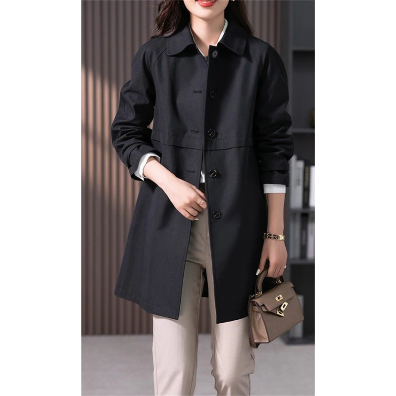Kvinders Mellemlang Trenchcoat Klassisk Stil 2