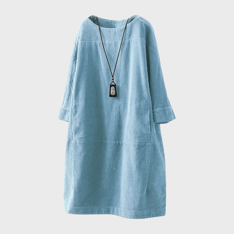 Kvinders Midi Kjole i Velour med Vintage Stil 1