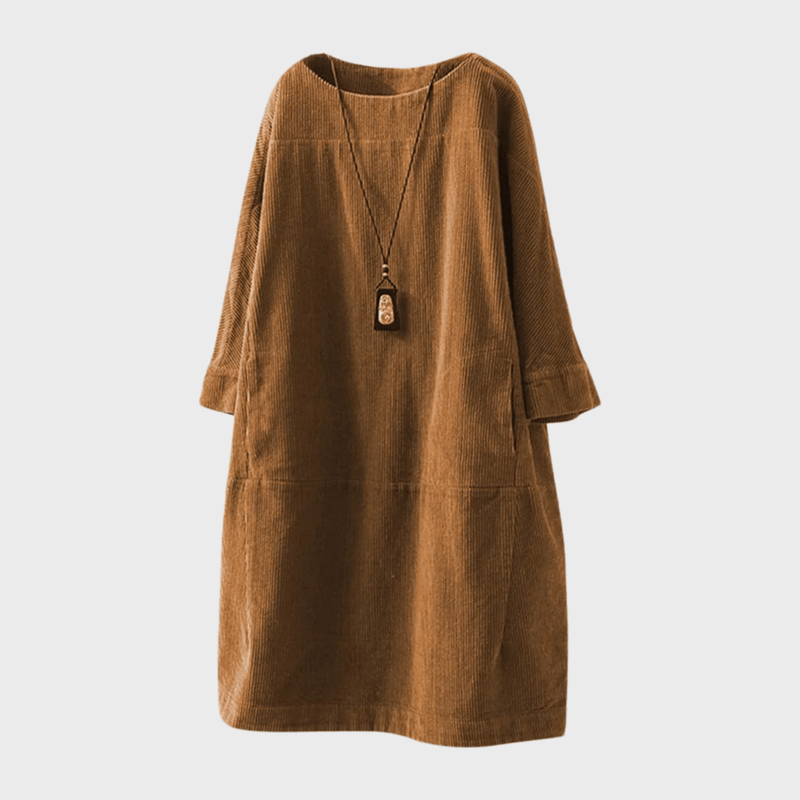 Kvinders Midi Kjole i Velour med Vintage Stil 5
