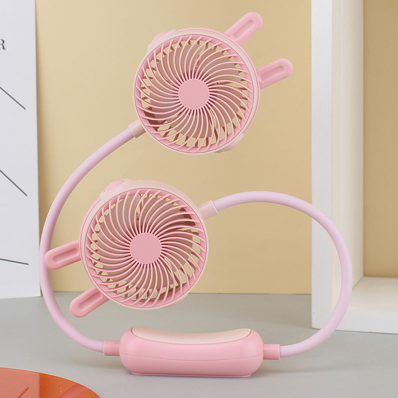 Kvinders Mini Halsventilator Bærbar med Dobbelt Blæser 9