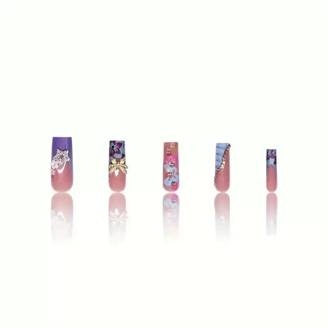 Kvinders Neglekunst Extensions med Blomstermønster 3