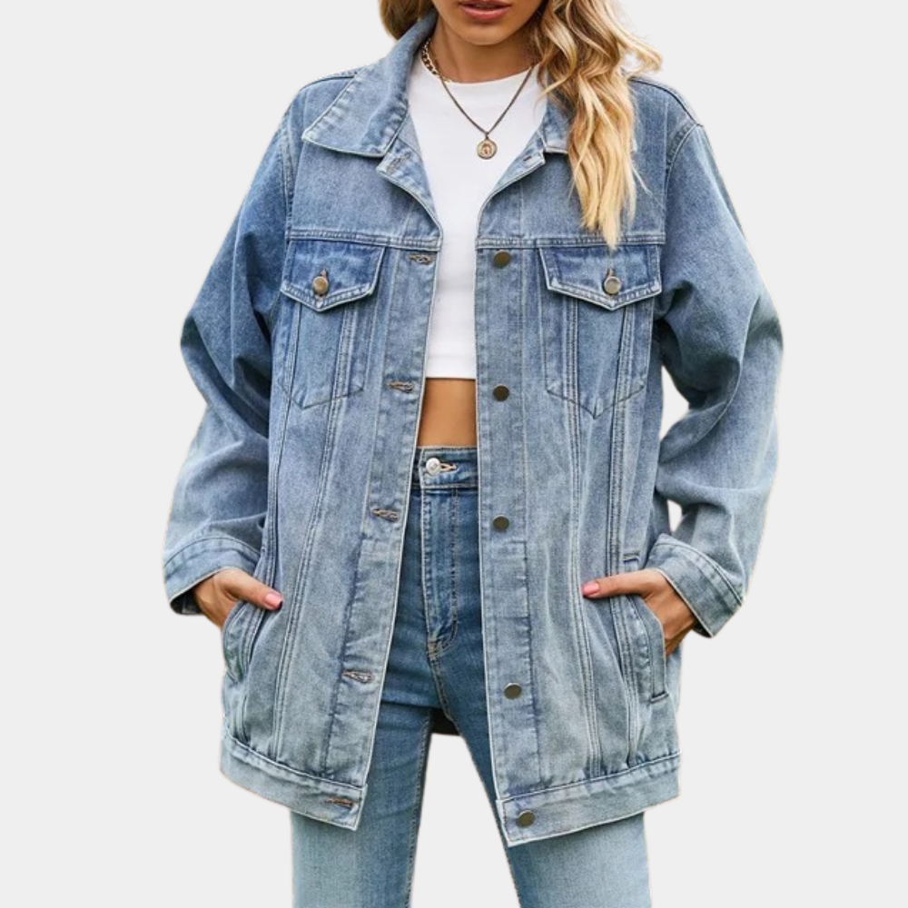Kvinders Oversize Retrojakke med Klassisk Design 3