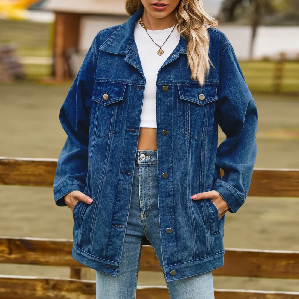 Kvinders Oversize Retrojakke med Klassisk Design 7