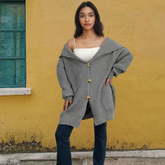 Kvinders Oversized Cardigan Strikket Uld 3