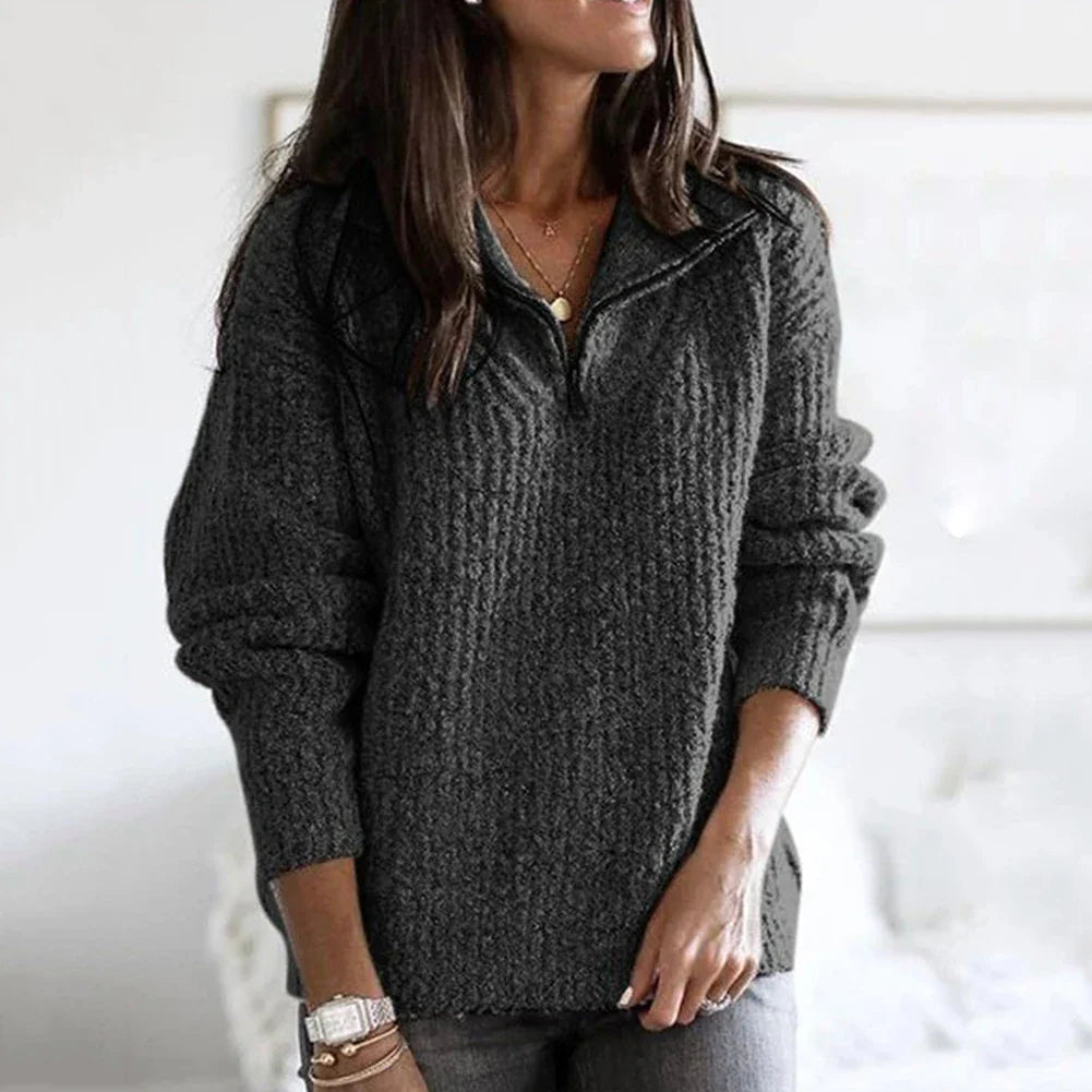 Kvinders Pullover Halv-Reißverschluss Afslappet Blød Stof 4
