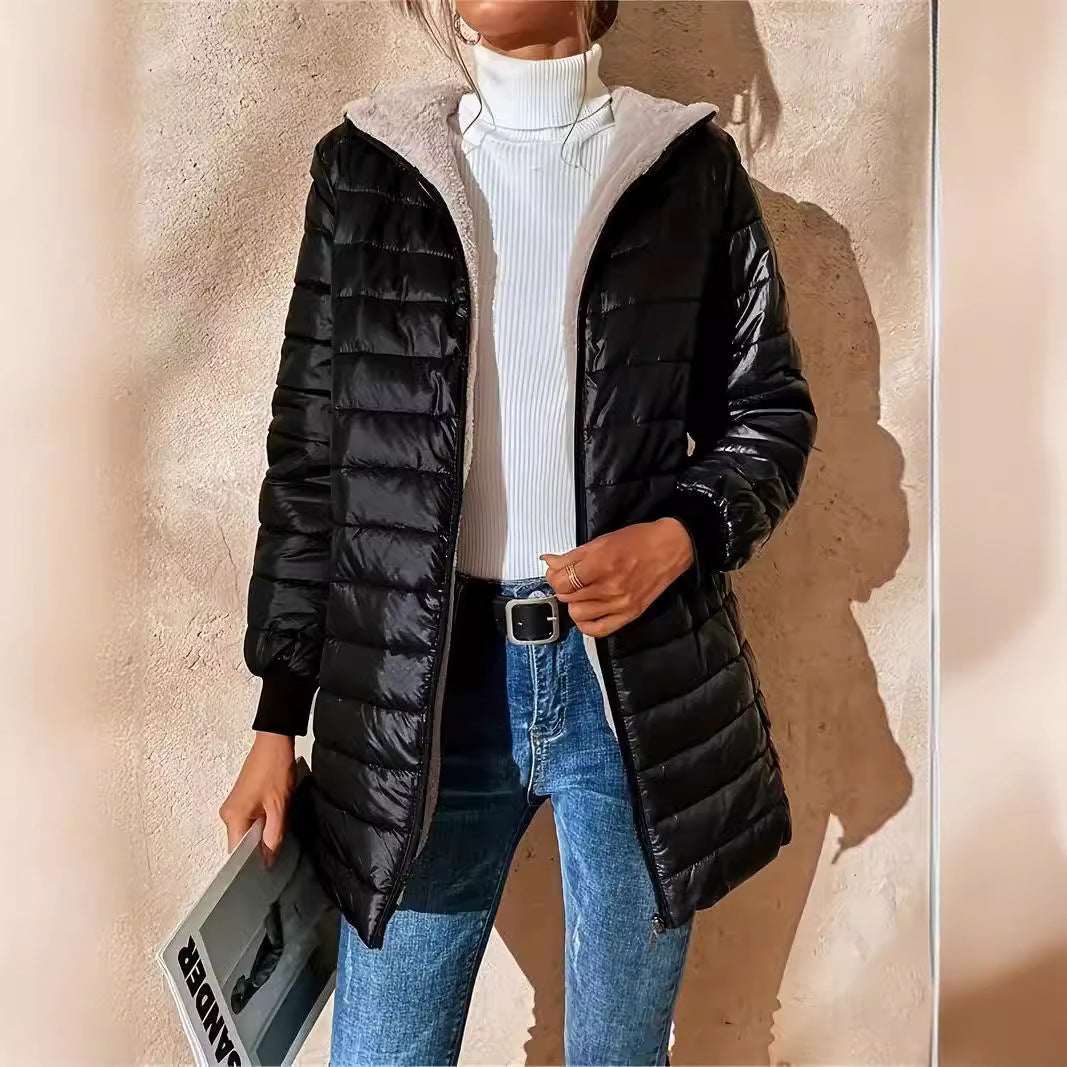 Kvinders Quilted Jakke Med Hætte 1