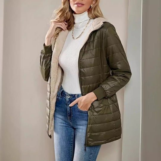 Kvinders Quilted Jakke Med Hætte 3
