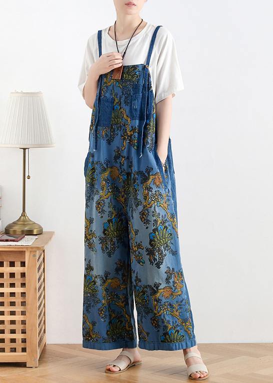 Kvinders Retro Etnisk Stil Denim Overalls 1