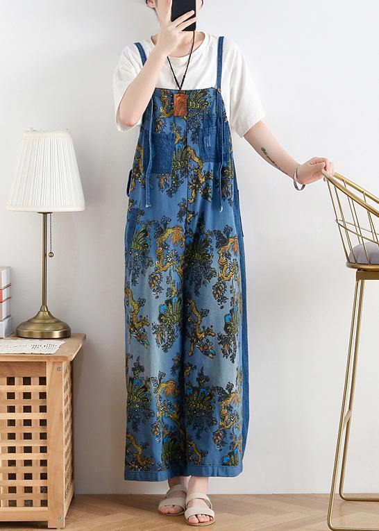 Kvinders Retro Etnisk Stil Denim Overalls 2