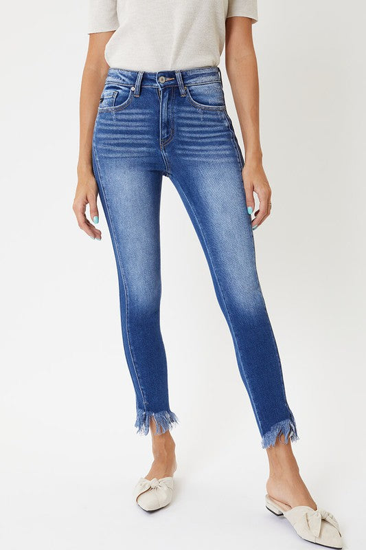 Kvinders Skinny Jeans med Høj Talje og Kantdetaljer 1