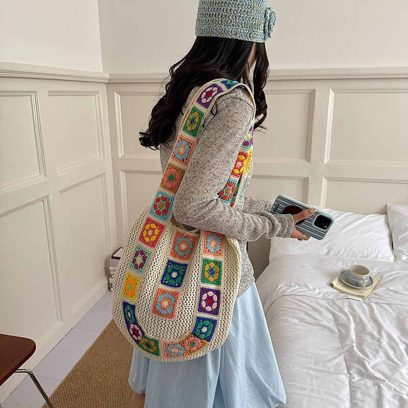 Kvinders Sling Taske Patchwork Hæklet Design 1