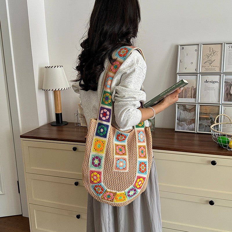 Kvinders Sling Taske Patchwork Hæklet Design 2