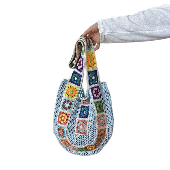 Kvinders Sling Taske Patchwork Hæklet Design 4