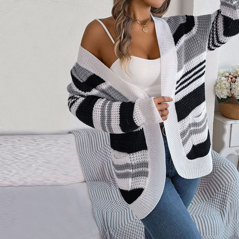 Kvinders Stribet Strik Sweater 4