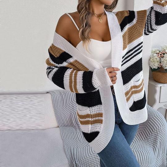 Kvinders Stribet Strik Sweater 8