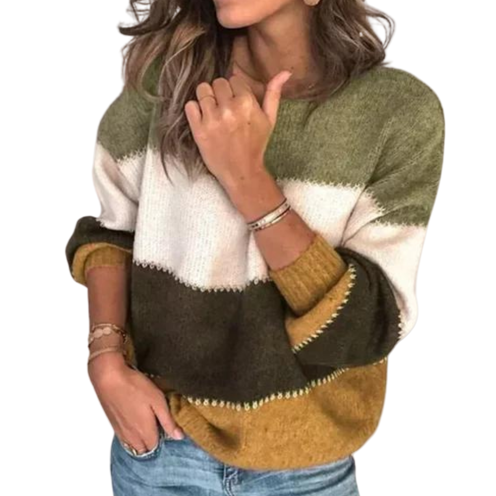 Kvinders Stribet Sweater i Klassisk Stil 0