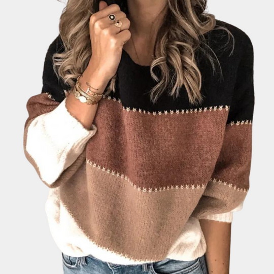 Kvinders Stribet Sweater i Klassisk Stil 8