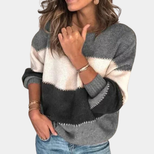 Kvinders Stribet Sweater i Klassisk Stil 9