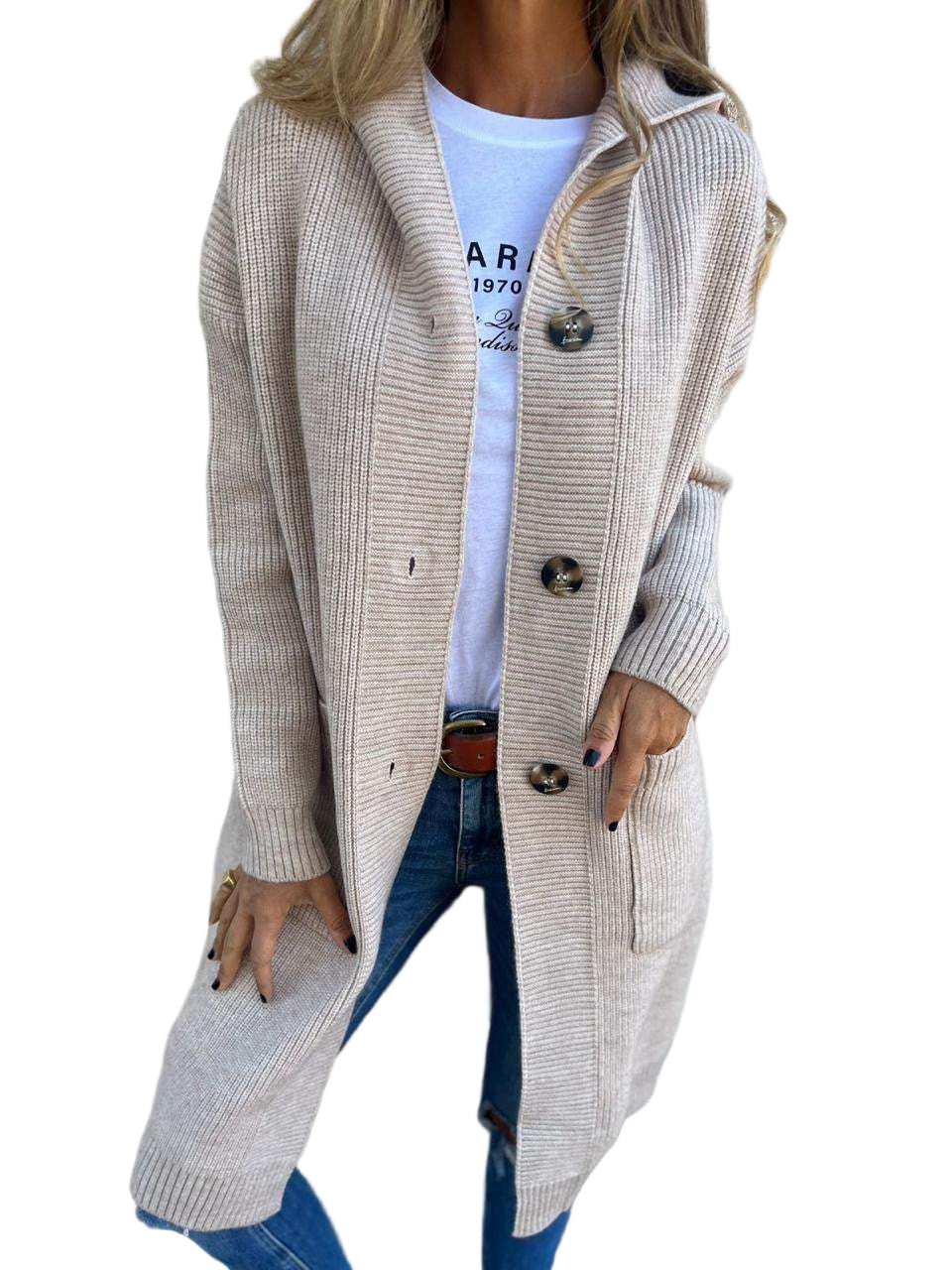 Kvinders Strikket Cardigan Klassisk Stil 0