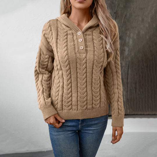 Kvinders Strikket Hættetrøje Casual Stil 3