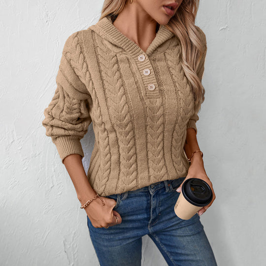 Kvinders Strikket Hættetrøje Casual Stil 6
