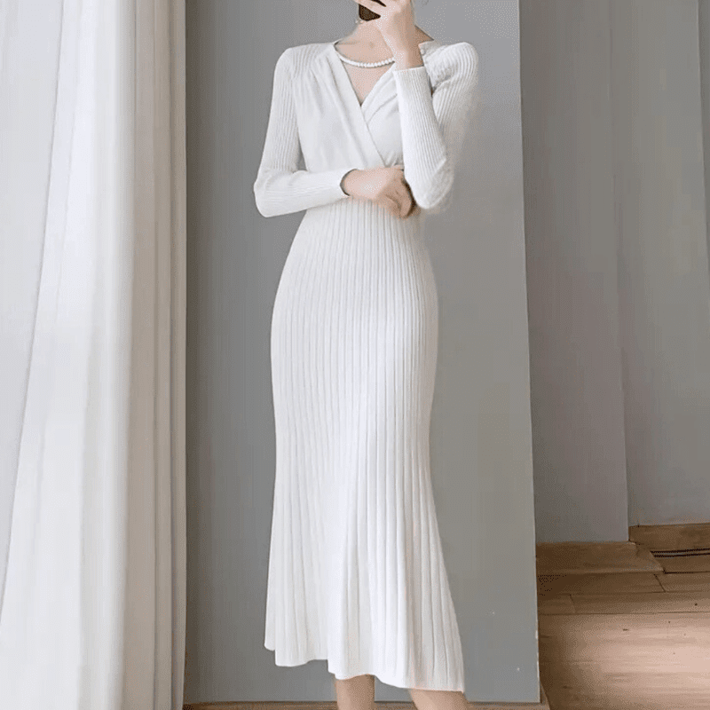 Kvinders Strikket Kjole Komfortabel Design Polyester 2