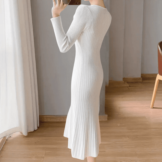 Kvinders Strikket Kjole Komfortabel Design Polyester 3